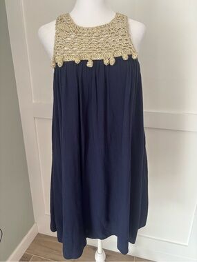 Lilly Pulitzer Navy and Gold Rachelle Dress  size XS
